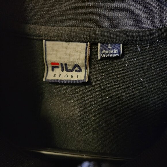 Men's Large Fila Sport Black with White/Gray Stripes Lightweight Full Zip Jacket - Picture 7 of 10